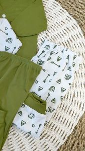 Paket 6Pcs SNI Setelan Baju Bayi Baru Lahir Lengan dan Celana Panjang Baby Newborn Gift Set Seri Hijau Olive - Juragan lebak