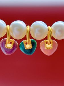 Handmade DIY S925 Antique Silver Gold Plated Heart Shaped Pendant Beads Stringing Accessories Blue Flame Burning Love Charm