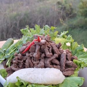 (เนื้อแท้พี่โต) เนื้อเค็มสูตรนุ่ม เเองกัสเลือด100% (GRAIN FED) ฮาลาล