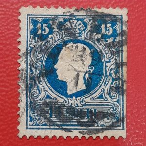 Koleksi Prangko Kuno Austria Lombardi Venesia Klasik 15 Soldi Franz Josef I TH 1858-1859 USED