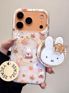 Apple 17Promax iPhone 17Air Magnetic Attraction Leaf Rabbit Dual Layer Protective Shockproof Case Adorable Ins Style Acrylic Cover