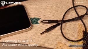 AX108 - Kabel AUX LENYES AX-108 Cable Aux  Lightnig / Type C To 3.5mm Jack Audio Cable Converter Nylon 1 Meter