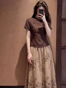 YIKEMAI | Printed New Chinese Aesthetic Outfit Set Big Size