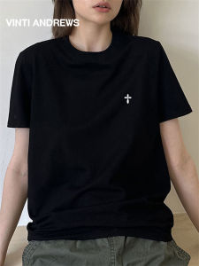 Basic Solid White Round Neck Short Sleeve T-shirt 250g