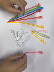 ONE-C1275 Pengikat Kabel Headset Silikon Warna Warni / Strap Silicone Cabel Ties Organizer Pengikat