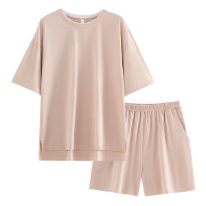 yuenei | YueNei Summer Modal Sleepwear Short Sleeve Home Clothes With Chest Pad Lightweight Ice Silk Set Womens Casual Comfortable Pajamas