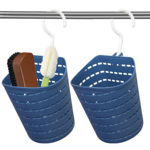 5PCS Kitchen Storage Basket Hollow Rotating Wall Hanging Shelf with Single Hook Sundries Organizer Cleanser Bath Ball Storage Holder Bathroom Organizers
