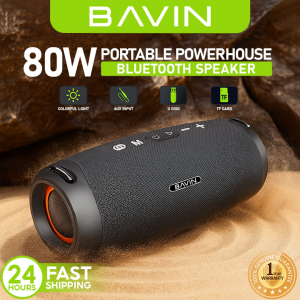 BAVIN BM38 80W Portable Party BT 5.3 Wireless Speaker w/ 360° Sound | RGB Lights & 8000mAh Battery for Outdoor Parties
