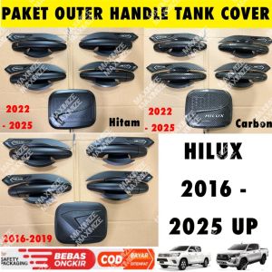 Paket Outer Handle Tank Cover All New Hilux 2016 2018 2024 2025 TIPE G V Hitam Carbon