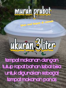 baskom kotak dengan tutup rapat bahan tebal ukuran 3 liter