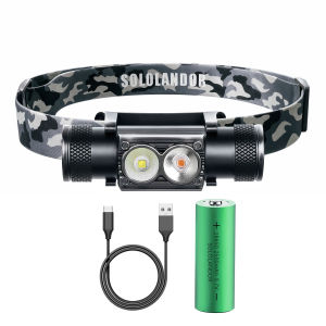 1PC SOLOLANDOR Newest LED Headlamp White Yellow Headlight 18650 Rechargeable USB Type-C Torch Camping Hunting Flashlight Lamp