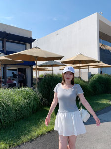 Áo Thun Dệt Kim Cổ Tròn Tay Ngắn Mùa Hè Cho Nữ Dáng Ôm Vừa Vặn Chất Liệu Polyester Pha Trộn Cotton Polyester Spandex