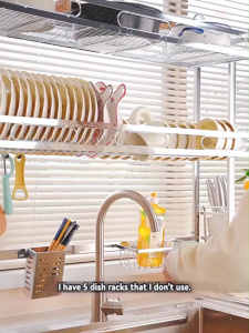 LivinEase Stainless Steel Over Sink Dish Rack Heavy Duty 60kg Multiple Size Options with Free Kitchen Accessories