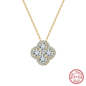 KISS MANDY Flower Zircon Shiny Pendant Necklace 925 Silver Charm Bling Exquisite 8A CZ Choker Chain Jewelry Fashion Gift SLZN28