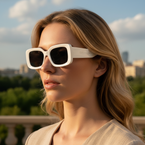 Vintage Thick Frame Rectangular Sunglasses For Women With Temple Letter Accents Y2K Style UV Protection 5625