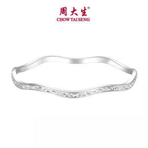 CTS กำไลน้ำแข็งบดลายคลื่นสีเงิน S990 CHOW TAI SENG พลาสติก S0ZC0208