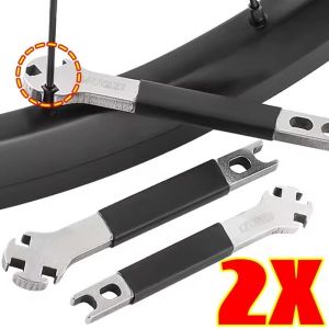 2PCS Multi-function Bike Spoke Wrench Tool Stainless Steel Bicycle Wheel Tension Adjustment Repair Tool Bicycle Motorcycle Spoke Adjuster