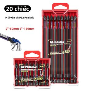 Bộ Mũi Vặn Vít Tác Động Geinxurn 2/6 Inch PZ2/PH2/T7-T40 Bằng Thép Từ Tính Kèm Hộp Đựng Cơ Khí Dùng Cho Sửa Chữa Ô Tô