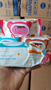 Thùng 30 gói khăn ướt gấu RUBY & GOLD nhiều màu sắc gói to khăn ướt baby wipes 650gr