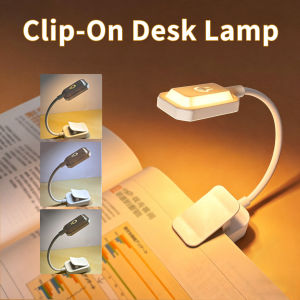 LED Desk Lamp Mini Book Light 3 Light Colors USB Rechargeable Clip-On Study Table Lamp Bedroom Dormitory Travel Reading Light