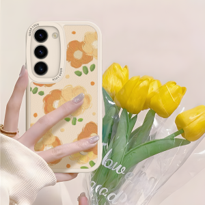 Floral Silicone Phone Case for Samsung S25 S22 S23 S24 Womens Full Cover Protection Anti-Fall Creative Korean Style
