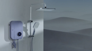 ALPHA 55W WES7 Digital Rain Shower Instant Water Heater with DC Pump (Gold Cotton/Blue Linen/Black Canvas/White Chiffon)
