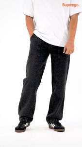 Superego Celana Jeans Pria Size 28-38 Loose Fit Fatigue Long Pants Denim Snow Black SFP01E