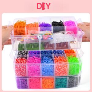 ชุดทำสร้อยข้อมือและสร้อยคอ DIY แบบยางยืดสามชั้น สำหรับเด็ก ชุดอุปกรณ์งานฝีมือ กล่องของขวัญวันเกิด