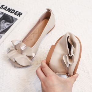 Soft Leather Mary Jane Flat Shoes Women Summer Comfortable Grandmother Soft Sole Nurse Flat Bean Bean Fashionable Korean Style