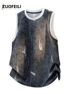ZUOFEILI | Tie-Dye Men Sleeveless Lightweight Keeping Cool T-Shirt