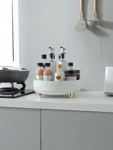 360° Rotating Cosmetics storage box rotating table basket finishing household luxury tray Seasoning Kitchen Spice Rack