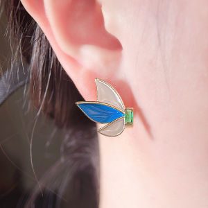 Sequito Phụ Nữ Hợp Thời Trang Quần Áo Đồ Trang Sức Pave Thiết Lập Màu Xanh Lá Cây Aaa đá CZ Zirconia Màu Xanh Trắng Nhỏ Giọt Dầu hình con bướm bữa tiệc đêm Phụ Bị Bảo Trợ Se947