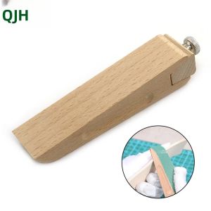 1PC 10.5x2.2cm Gỗ DIY Giấy Nhám Kẹp Gỗ Sồi Da Niêm Phong Đánh Bóng Khối Viền Điều Trị Thủ Công Dụng Cụ