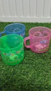 556 แก้วน้ำ คละสีใส SN แก้วน้ำเด็ก แก้วน้ำดื่ม แก้วน้ำมีหูจับ**ราคาต่อโหล**