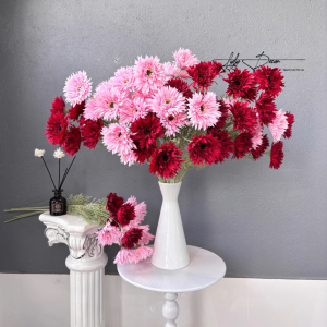 Combo 10 Cành Hoa đồng tiền cánh kim 4 bông thân mốc 4 Nhánh dài 77cm trang trí Hoa Lụa Lylydecor