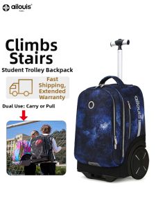 ailouis | Universal School Trolley Backpack Large Capacity Omnidirectional Wheels