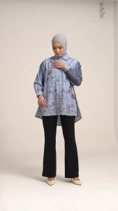 BELIFI | Mia Rose Shirt by Malaaya Atasan Kemeja Wanita Motif Kombinasi Printed Baju Kerja Premium