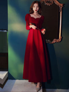 Red Elegant Wedding Dress for Bride to Be Short Hostess Return Home Dress Can Be Worn on Various Occasions Long Sleeve A-Line Skirt