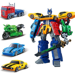 4 mô hình robot bé trai và trẻ em kết hợp xe biến hình biến hình chuyển đổi Thần chiến tranh bốn kết hợp đồ chơi biến hình