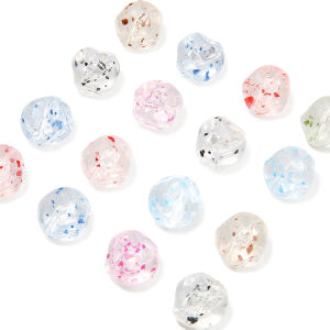 10Pcs 15mm Acrylic Transparent Cherry Blossom Fragment Irregular Shape Oval Beads Charm Pendant for Necklace Earring DIY Jewelry Craft Making Accessories