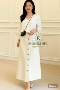 Rok jeans jumbo wanita kancing