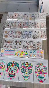 สติกเกอร์แทททูติดหน้า ขนาด21*15CM แทททูแฟนซีติดผิวแบบกันน้ำ สีสันสดใส sticker tattoo