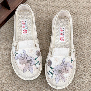 Spring Summer New Style Beijinger Womens Single Shoes Embroidered Breathable Ethnic Style Light Weight Comfortable Mom Shoes