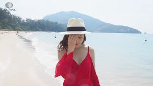 มี2สี หมวก ไม่จำกัดเพศ หมวกฟางชายหาดป้องกันแสงแดด หมวกปานามา หมวกปีกแบน หมวกกันแดด แต่งตัวหมวก หมวกถัก