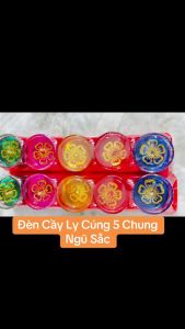 Hộp Đèn Cầy 5 Ly Thần Tài Thường Cao 6cm Cháy Liên Tục Hơn 14 Tiếng Đồ Thờ Cúng Thiên Lộc - Hộp 5 Ly