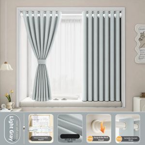 SHULIAN | Full Blackout Noise Insulating Easy-Install Adjustable Curtains