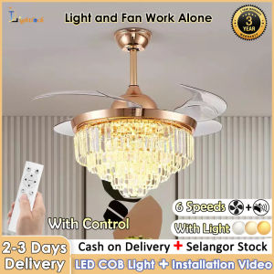【GOGEOUS】42inch Crystal ceiling fan with light remote control DC motor fans ceiling 6 speed cooling fan ceiling fans angin kuat kipas siling lampu ruang tamu 风扇灯遥控 fans ceiling fan light for living room bedroom