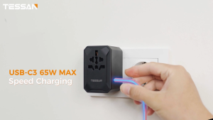 TESSAN 65W Universal Travel Charger with 2 USB-A & 3 USB-C Ports UK/EU/AU Plug Fast Charging Adapter for Mobile Devices