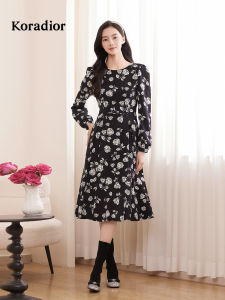 Koradior | French Romantic Jacquard Dress Slim Waist