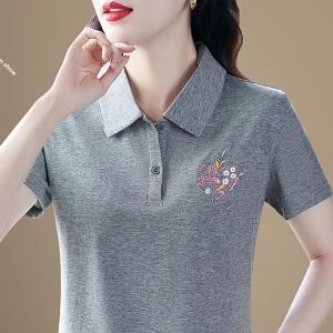 QIAOXIZI | Slimming Youthful Plus Size Cotton T-Shirt Polo Shirt